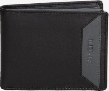 Portamonete 'Portafoglio Uomo Vera Pelle Lancetti Slim Compatto 12x9,5 cm' di Lancetti in nero: frontale