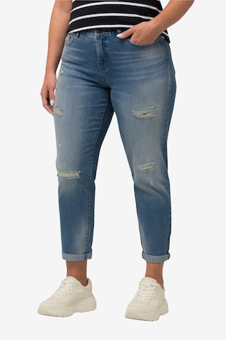 Ulla Popken Slimfit Jeans in Blauw: voorkant