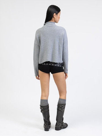 BROKE + SCHÖN Knit Cardigan 'Strickjacke mit Stehkragen' in Grey