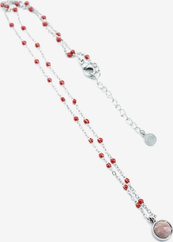 Sergio Engel Kette 'Beach Kette 01 Farbig akzentuierte Stahlkette mit Natursteinanhänger' in Pink: Vorderseite