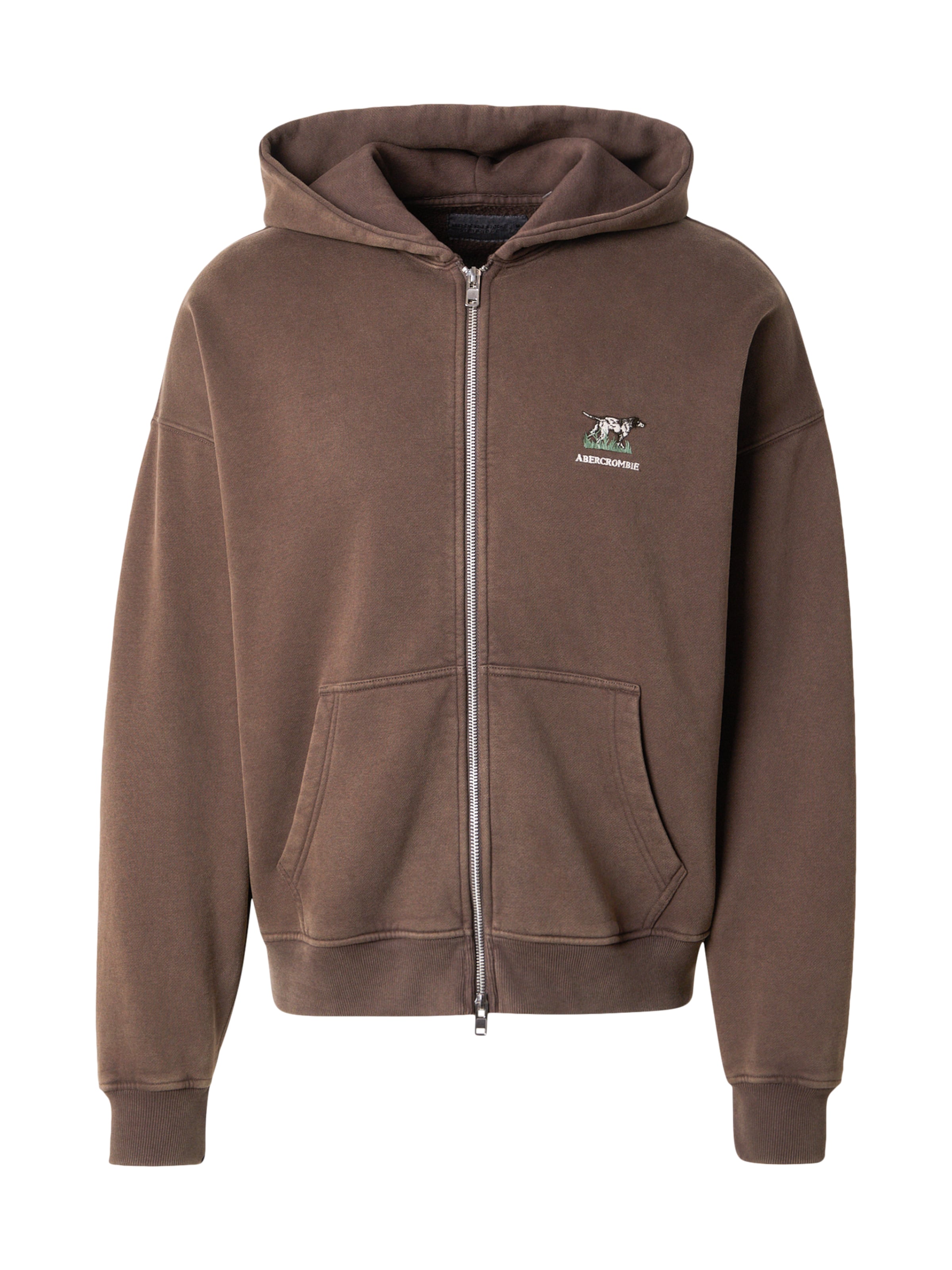 Abercrombie & Fitch - Sudadera con cremallera en marrón: frente
