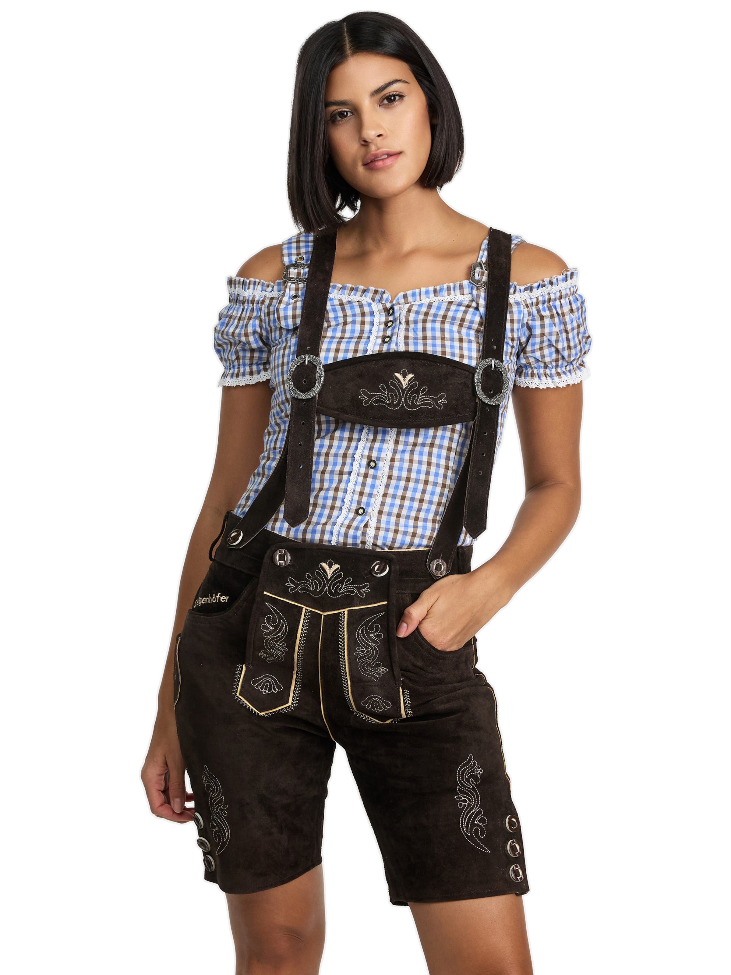 Steigenhöfer Regular Traditional Pants 'Annika' in Brown: front