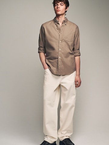Next Slim fit Button Up Shirt in Beige