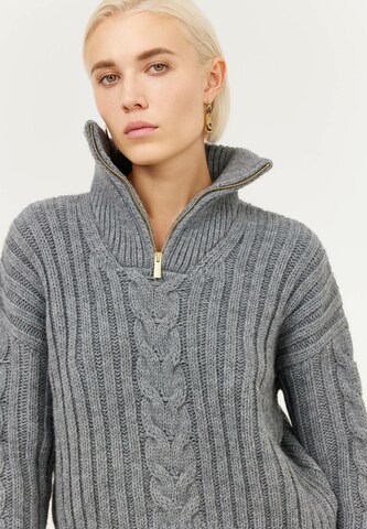 TOPTOP STUDIO Sweater Stehkragenpullover in Grau