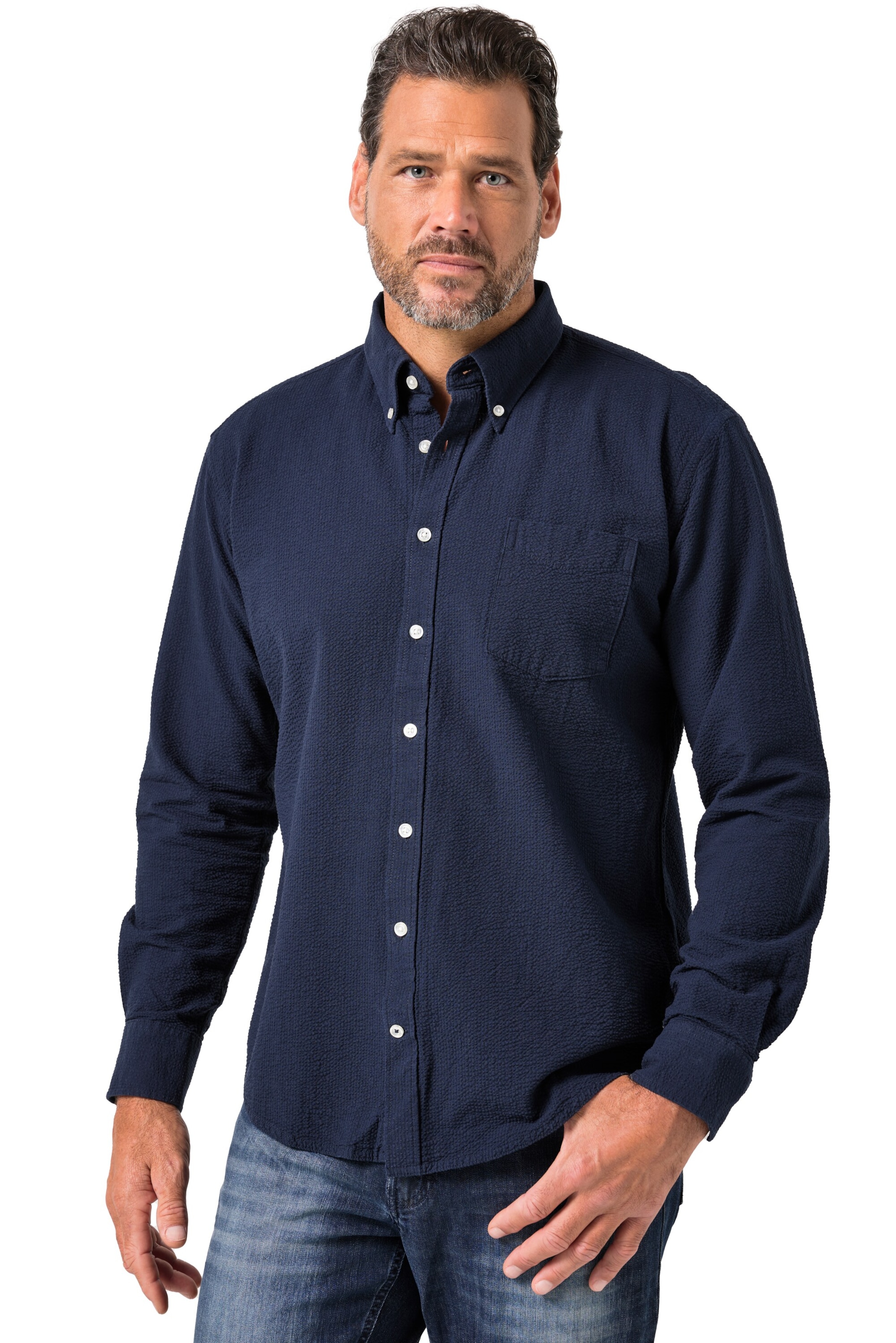 JP1880 Regular fit Overhemd in Blauw: voorkant