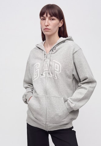 Gap Tall - Sudadera con cremallera 'HERITAGE' en gris: frente