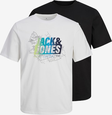 Tricou 'MAP SUMMER' de la JACK & JONES pe negru: față