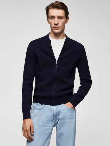 MANGO MAN Knit Cardigan 'Parkc' in Blue: front