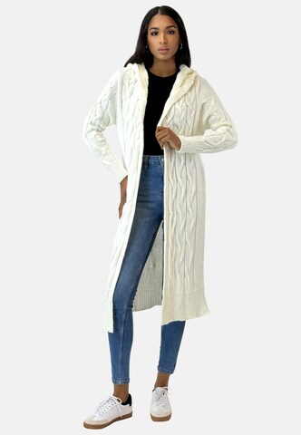 Elara Gebreide mantel in Wit: voorkant
