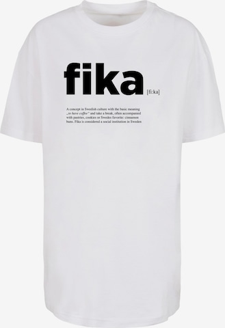 Mister Tee Shirt 'Fika Definition' in Weiß: predná strana