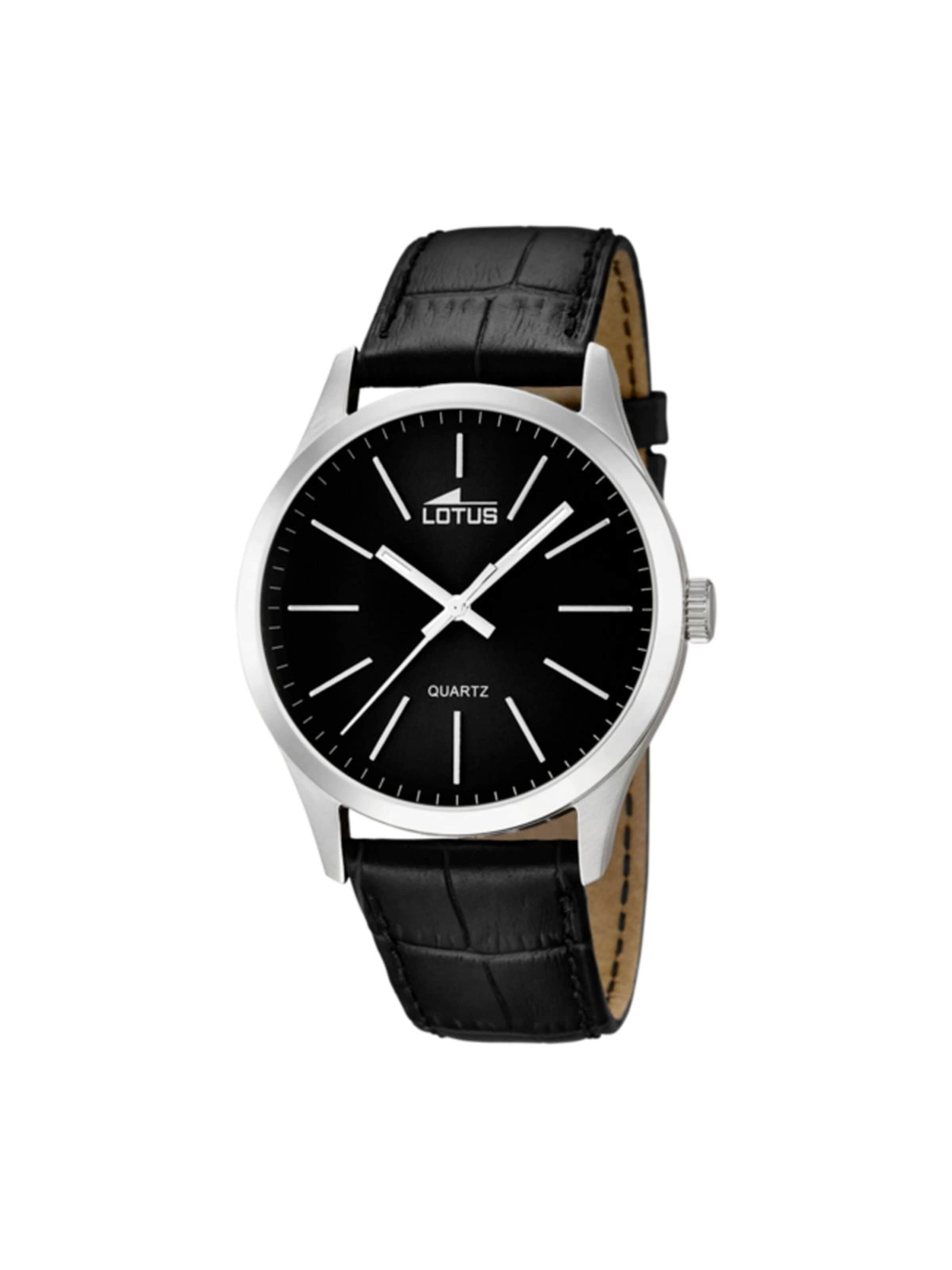 Lotus Analoog horloge in Zwart: voorkant