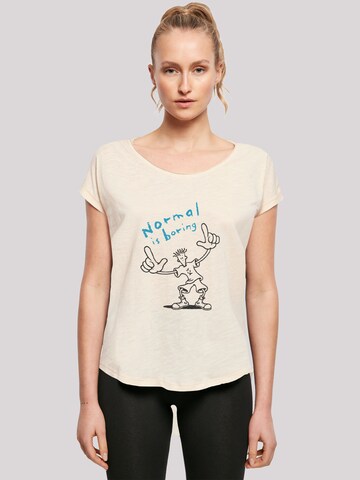 F4NT4STIC Shirt 'Fido Dido Points Normal Is Boring' in Beige: front