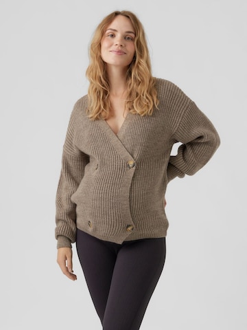 MAMALICIOUS Knit Cardigan 'Vitta' in Brown: front