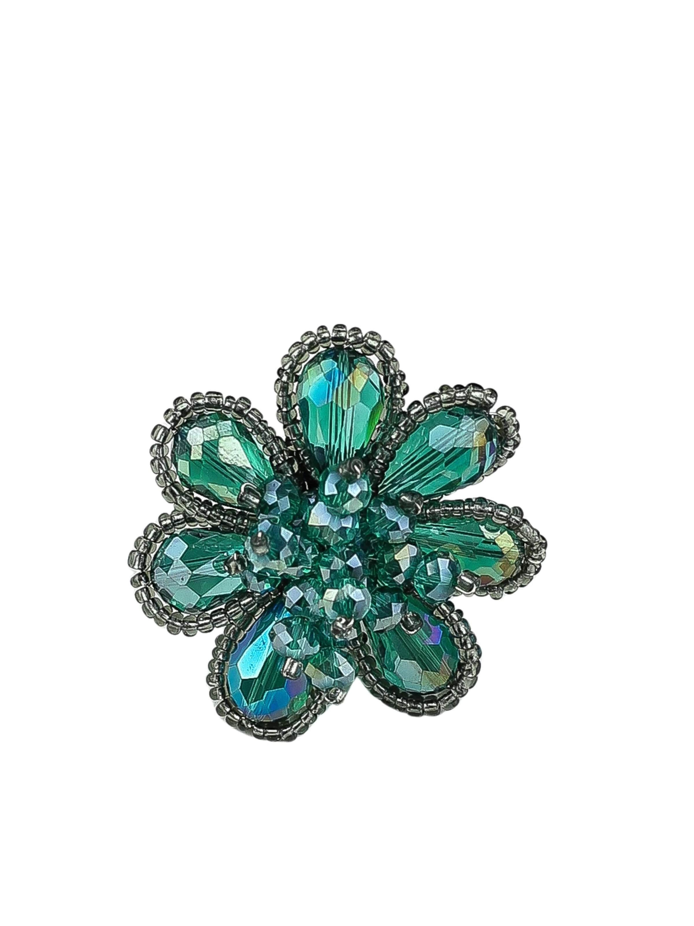 COLLEZIONE ALESSANDRO Ring 'Strassblüte' in Green: front