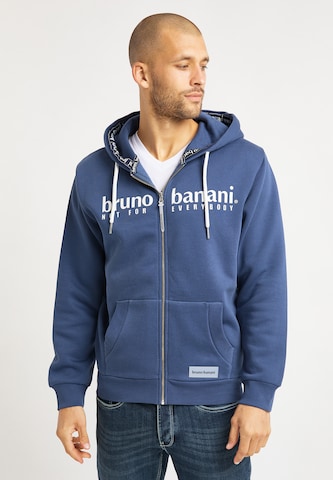 BRUNO BANANI Sweatvest 'Grant' in Blauw: voorkant