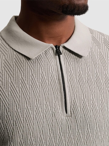 CAST IRON Trui 'Pullover in cotton/modal with polo collar' in Grijs
