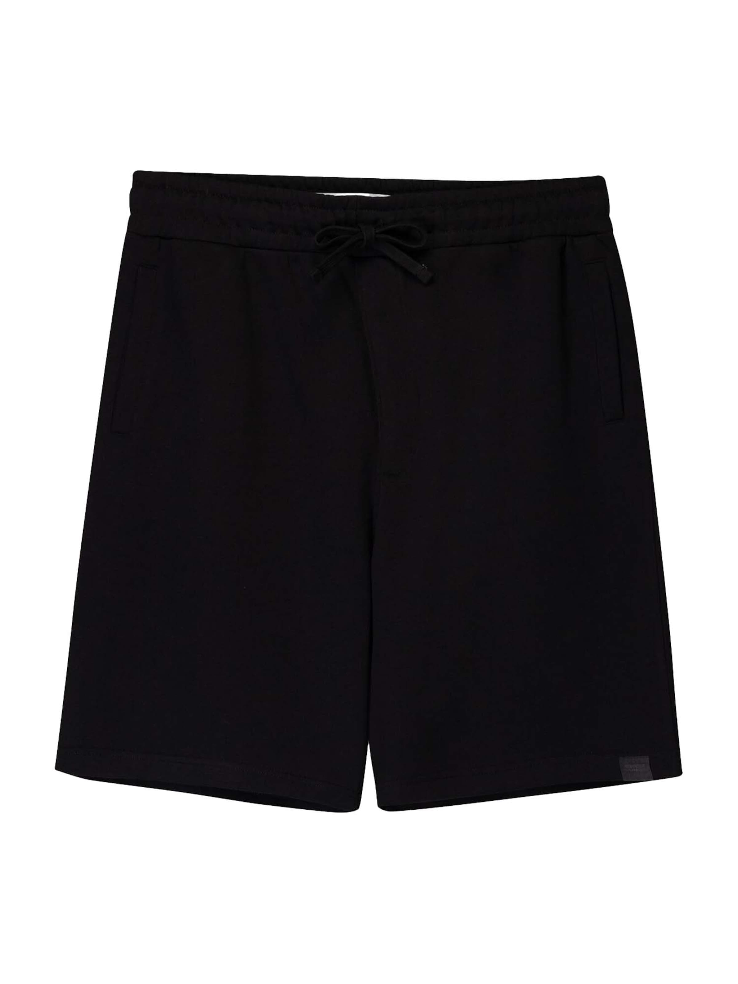 Bershka Широка кройка Панталон в черно: отпред