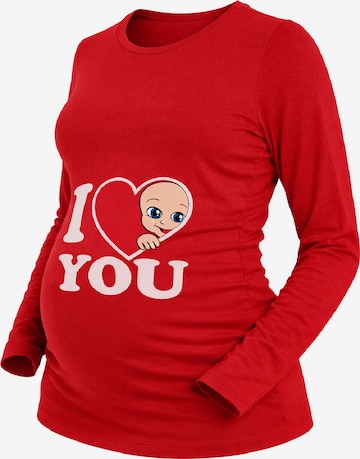 M.M.C. Shirt 'I Love You Umstandslangarmshirt' in Red: front