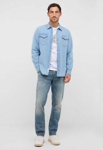 MUSTANG Comfort fit Button Up Shirt 'Duver' in Blue
