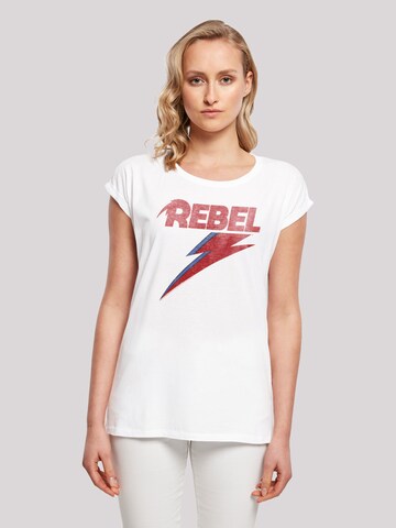 T-shirt 'David Bowie Distressed Rebel' F4NT4STIC en blanc : devant