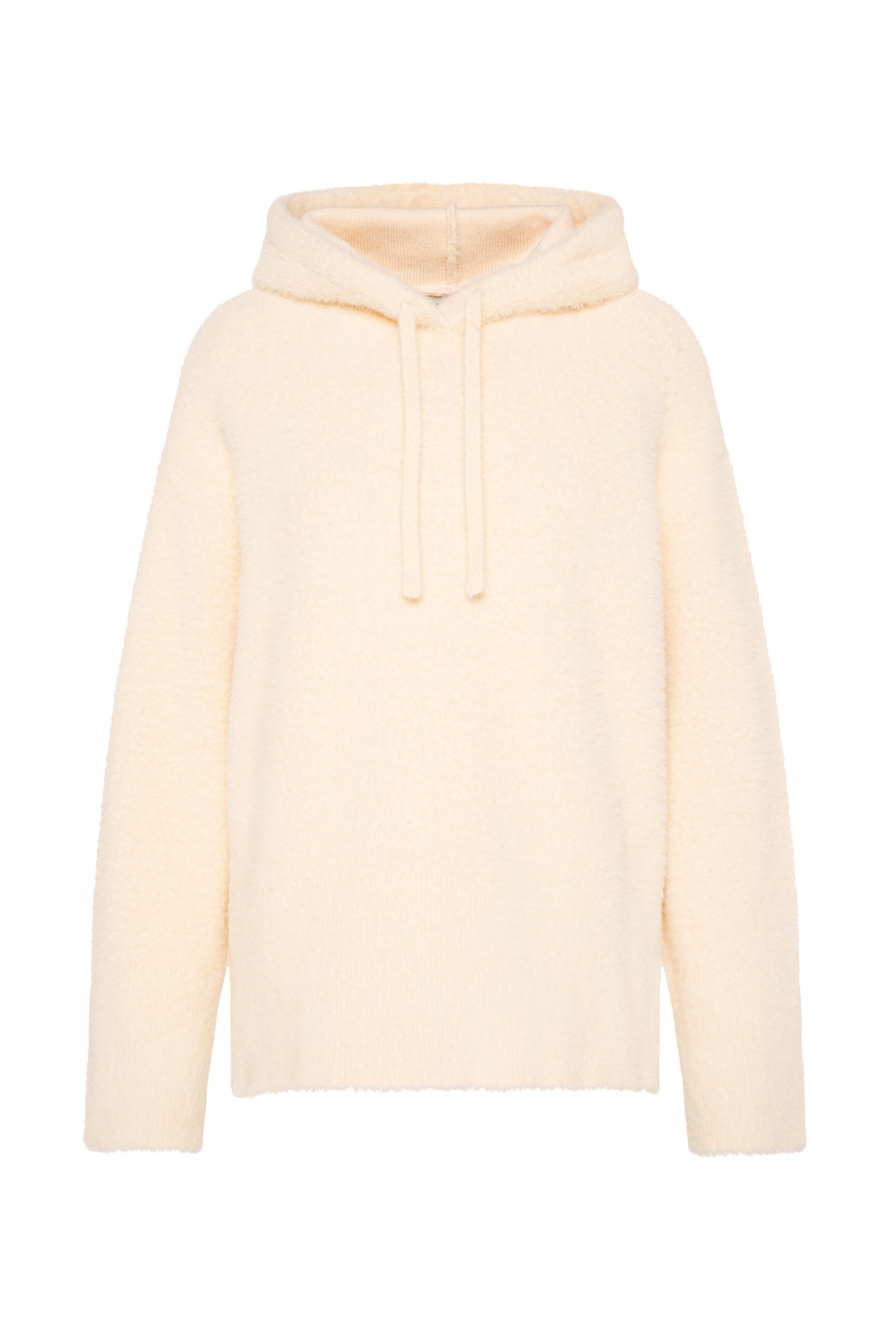 SENSES.THE LABEL Brushed Kapuzenpullover KO:SY in Beige: Vorderseite