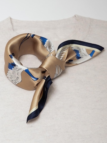 MayTree Scarf 'Seidentuch Kranich' in Beige