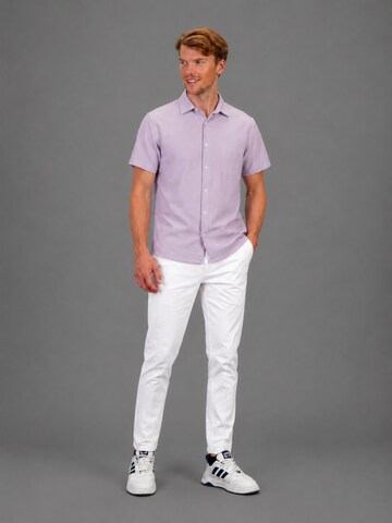 Laurent Vergne Slim fit Button Up Shirt 'Menton - Bowling Shirt Lila' in Purple