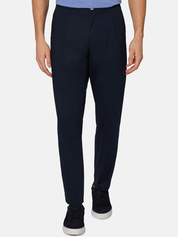 Boggi Milano Slim fit Pleat-Front Pants in Blue: front