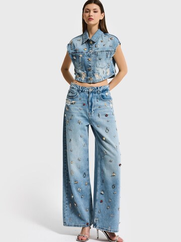 IT'S BASIC Bodywarmer 'CROPPED DENIM WAISTCOAT' in Blauw