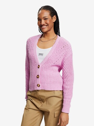 ESPRIT Knit Cardigan in Purple: front