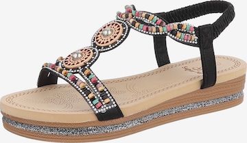 Ital-Design Strap Sandals in Black: front