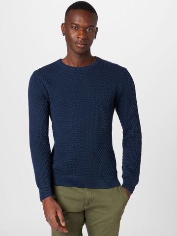!Solid Sweater 'Clive' in Blue: front