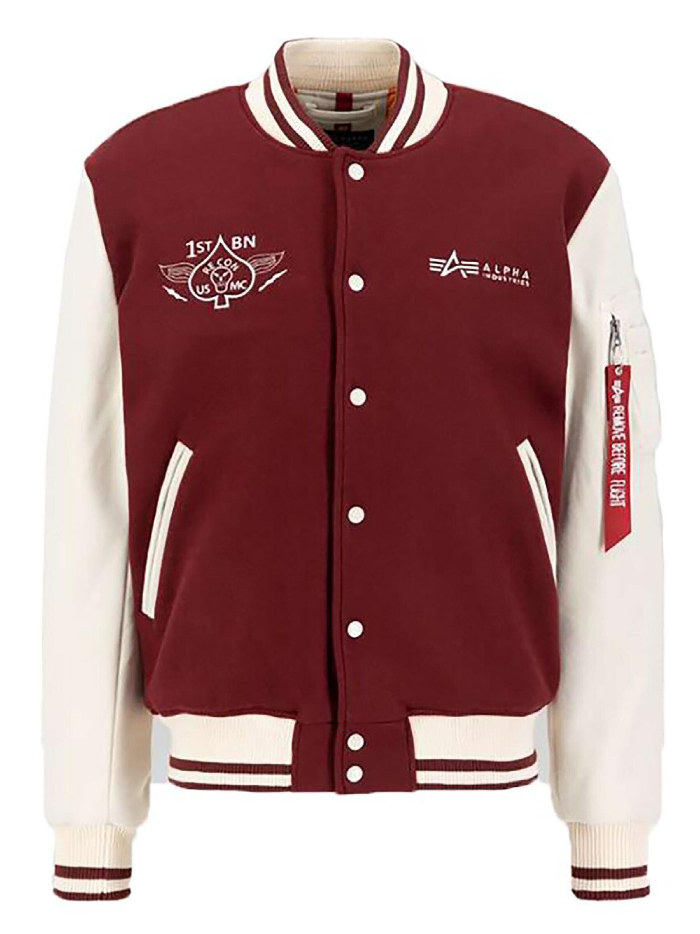 ALPHA INDUSTRIES Přechodná bunda 'Varsity Air Force' – červená: přední strana