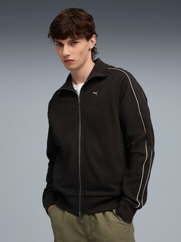 PUMA Athletic Jacket 'T7' in Black: front