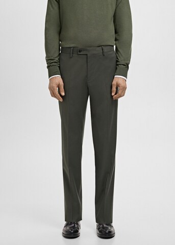 MANGO MAN Regular Pleated Pants 'Milan' in Green: front