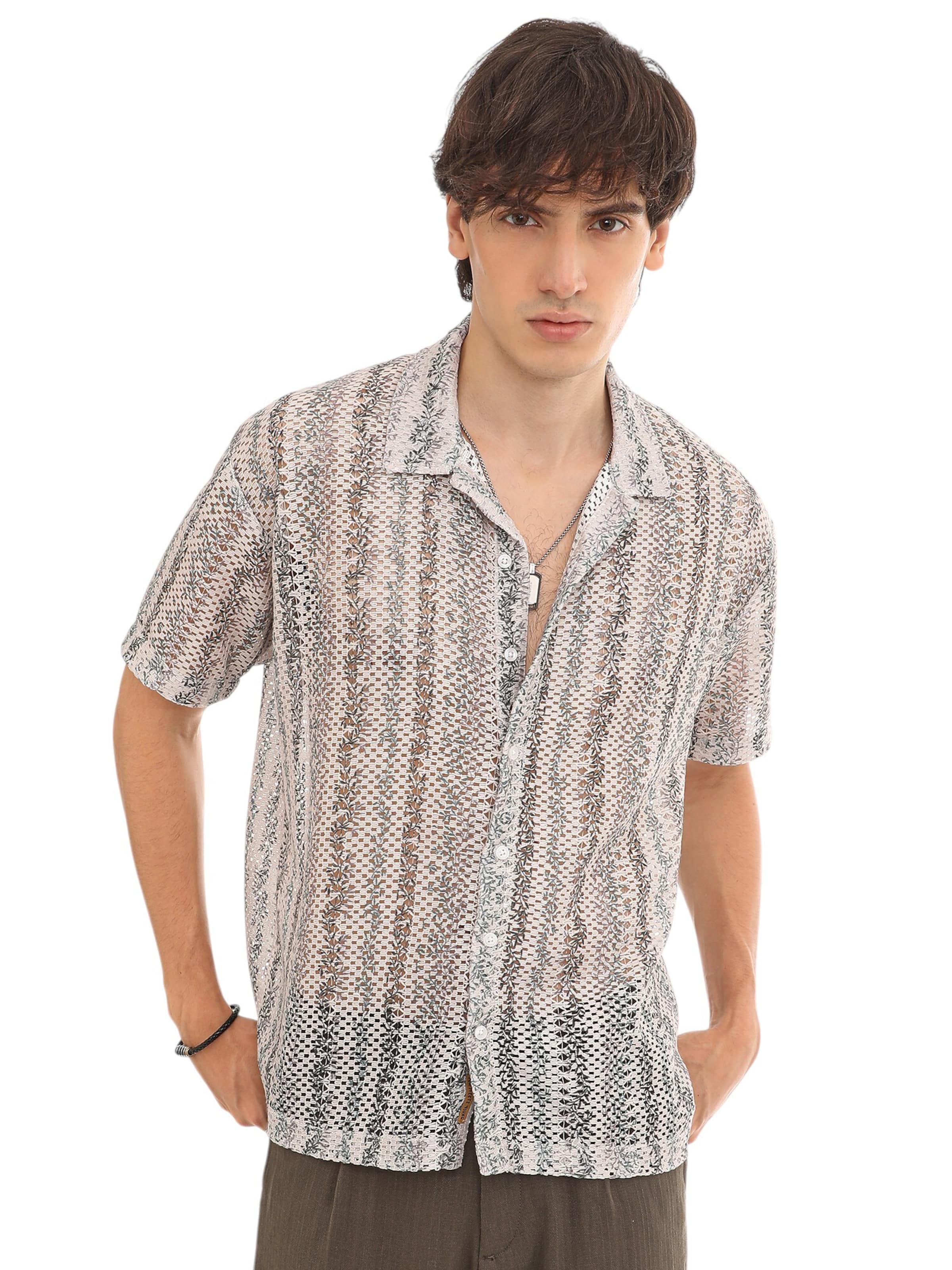 Campus Sutra Comfort Fit Риза 'Topsey' в бежово: отпред