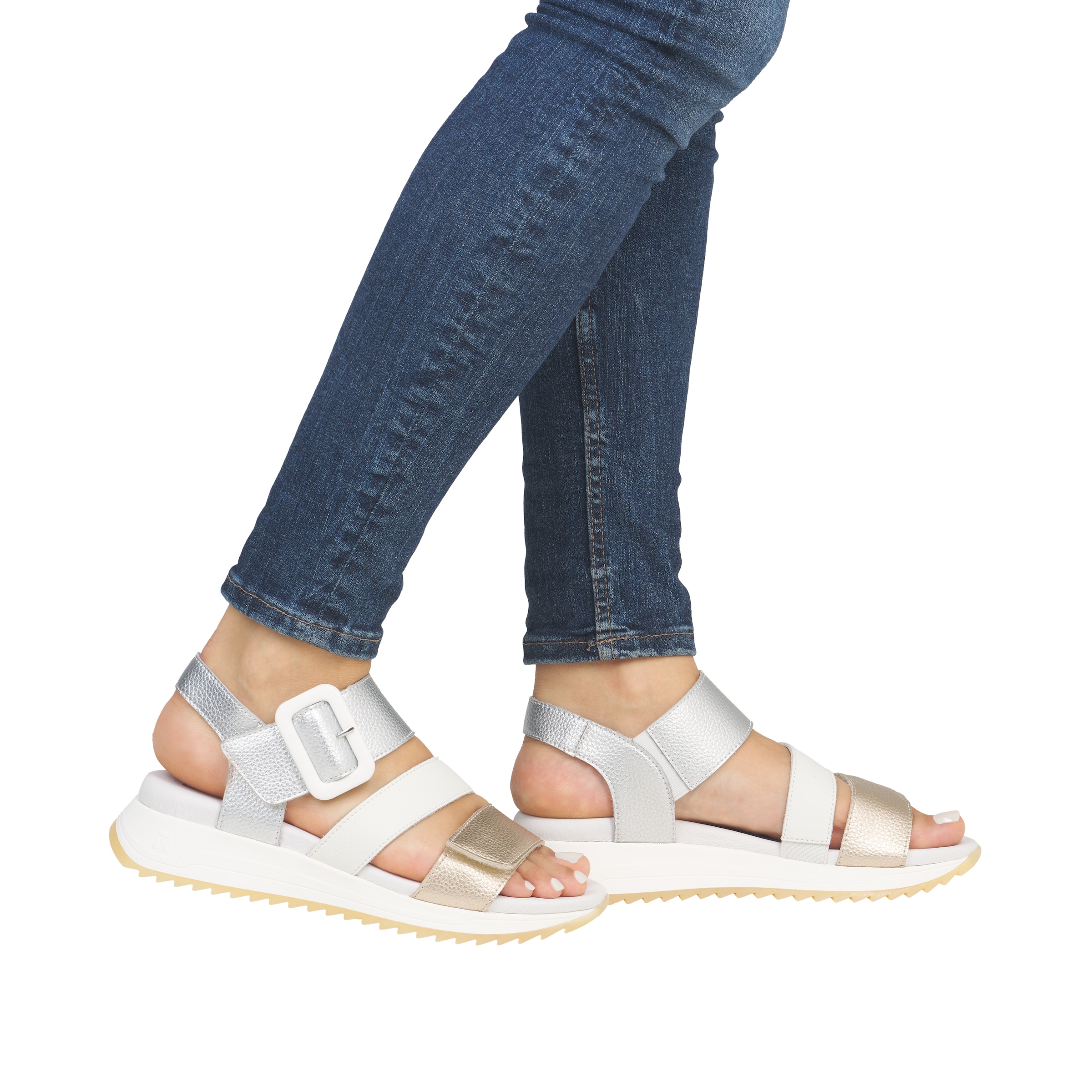 Rieker Sport Sandalen met riem in Wit: voorkant