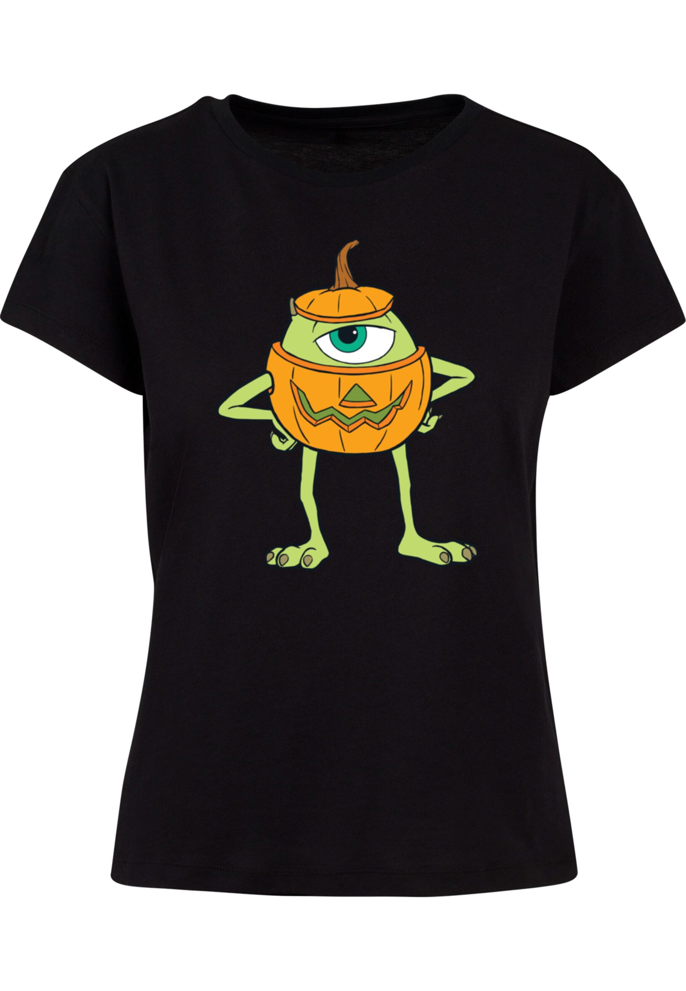 ABSOLUTE CULT Shirt 'Mike Halloween Pumpkin' in Zwart: voorkant