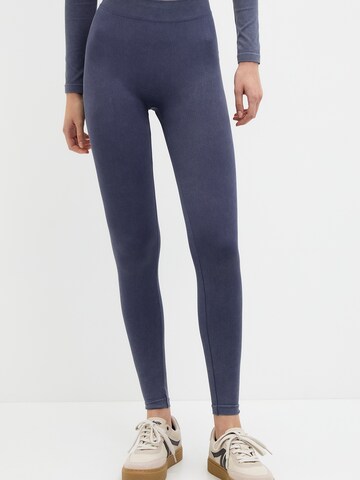 Pull&Bear Skinny Legíny – modrá: přední strana