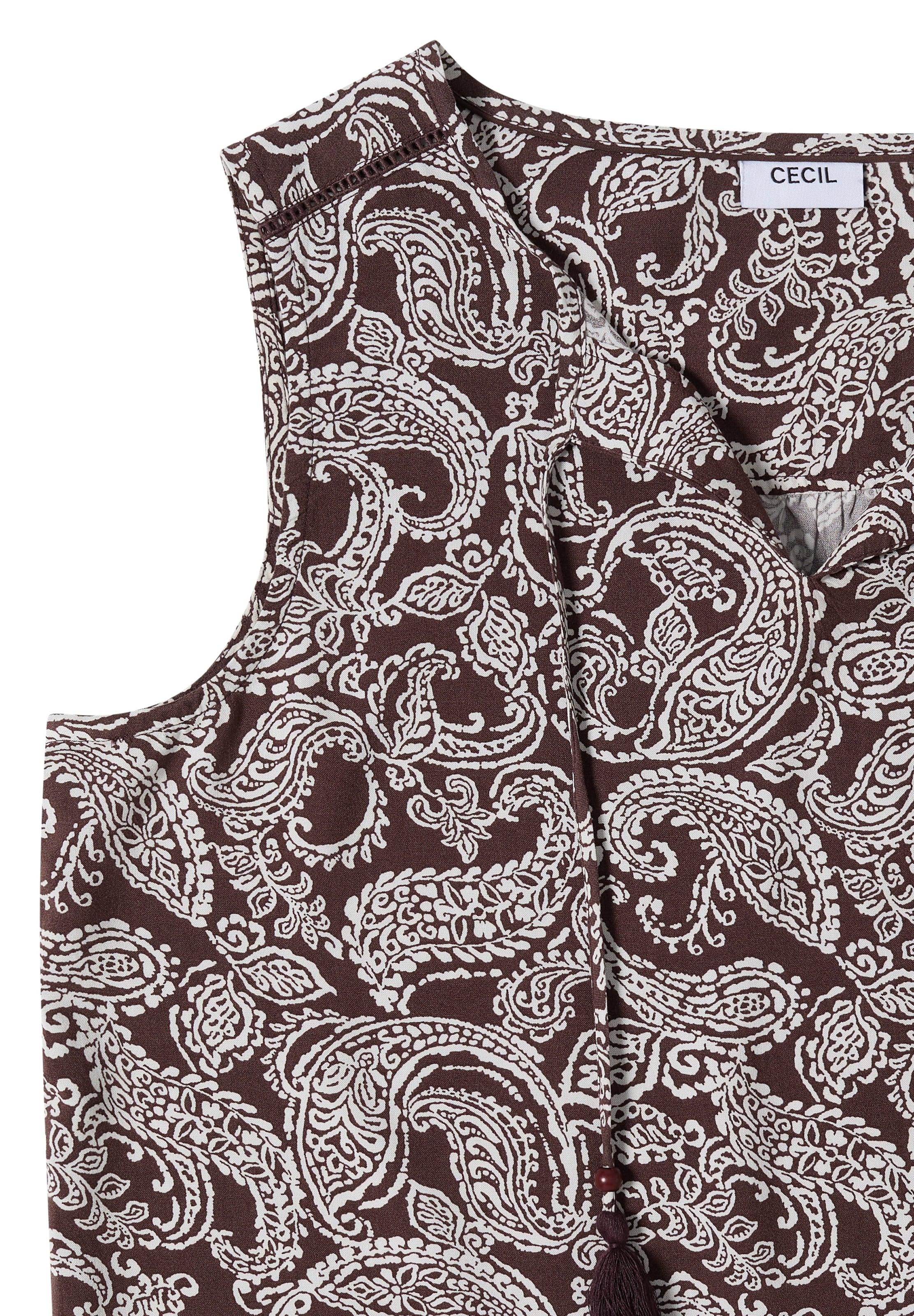 CECIL Blusentop mit Split Neck und Print in Braun