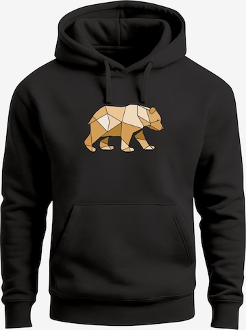 Neverless Sweatshirt 'Bär Polygon' in Black: front
