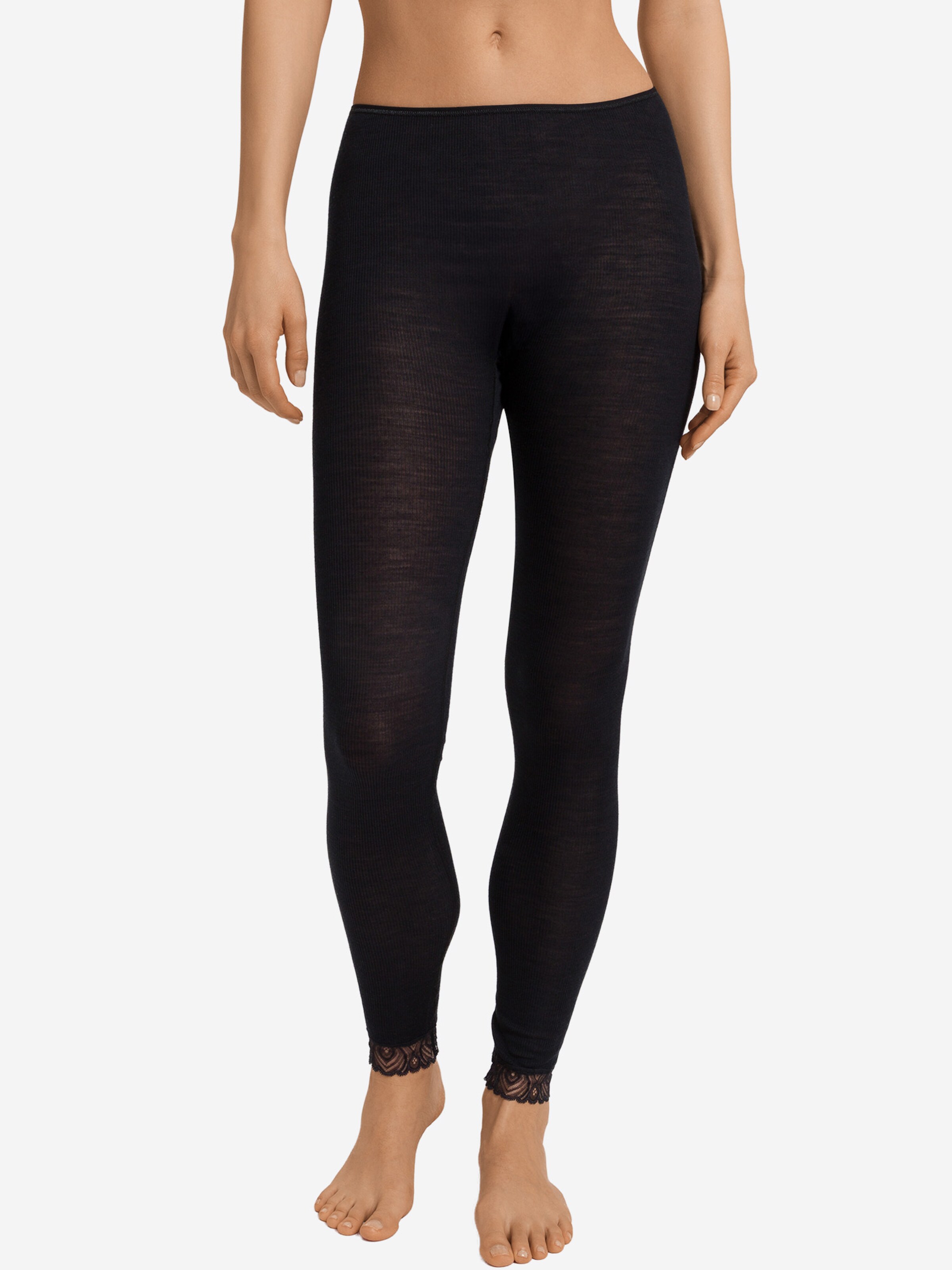Skinny Leggings ' Woolen Lace ' Hanro en noir : devant