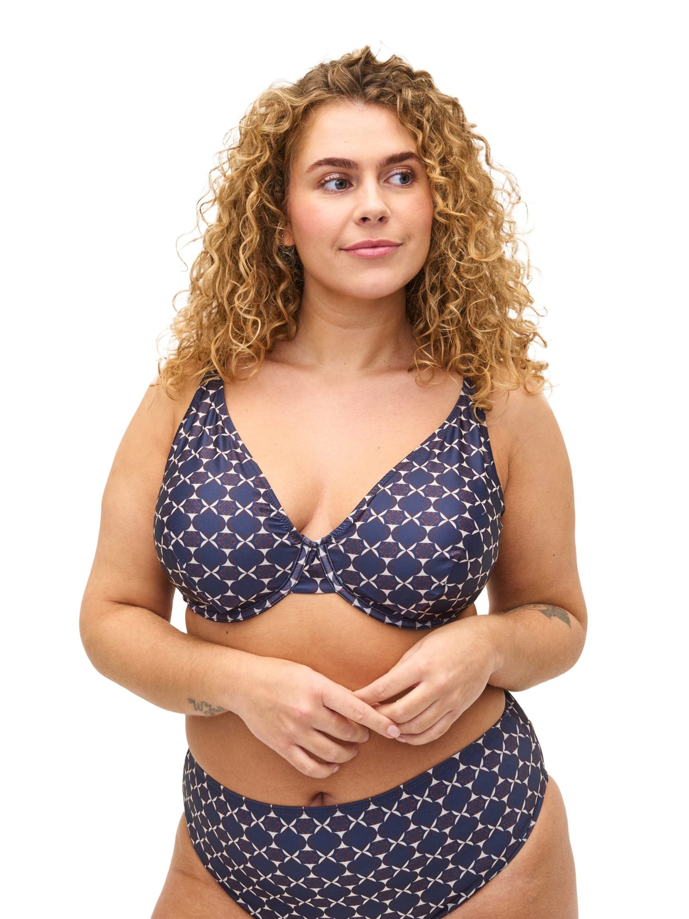 Swim by Zizzi T-shirt сутиен Горнище на бански 'Diya' в синьо: отпред