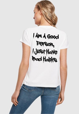 T-shirt 'Bad Habits' Merchcode en blanc
