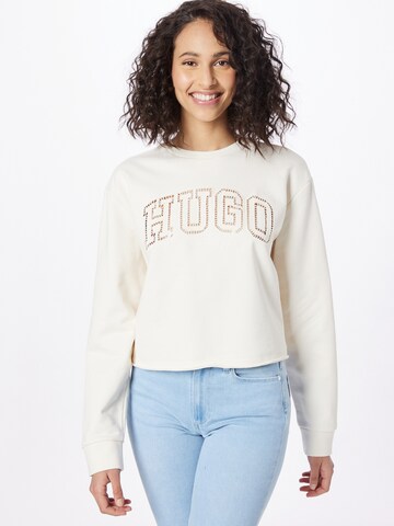 Sweat-shirt HUGO en blanc : devant