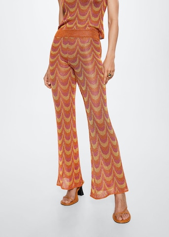 MANGO Flared Broek 'Hawai' in Oranje: voorkant