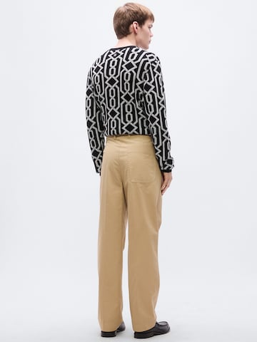 HUGO Ohlapna forma Hlače z naborki 'Celeg261' | bež barva