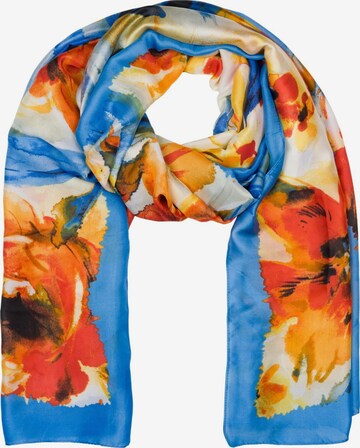 styleBREAKER Schal 'Schal mit Aquarell Blumen Muster' in Blau: Vorderseite