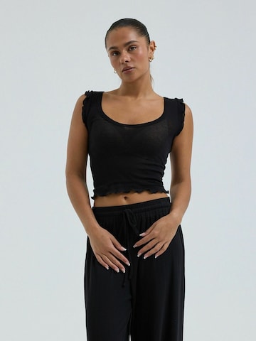 Seamless Basic Top ' Cotton ' in Zwart: voorkant