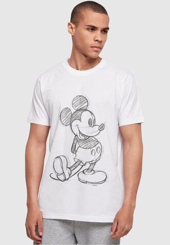 ABSOLUTE CULT Shirt 'Mickey Mouse - Sketch Kick' in White: front
